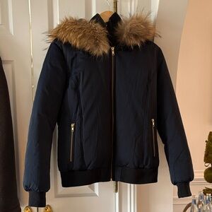 SOIA & KYO Raccoon Fur Trim Down Jacket Winter Coat